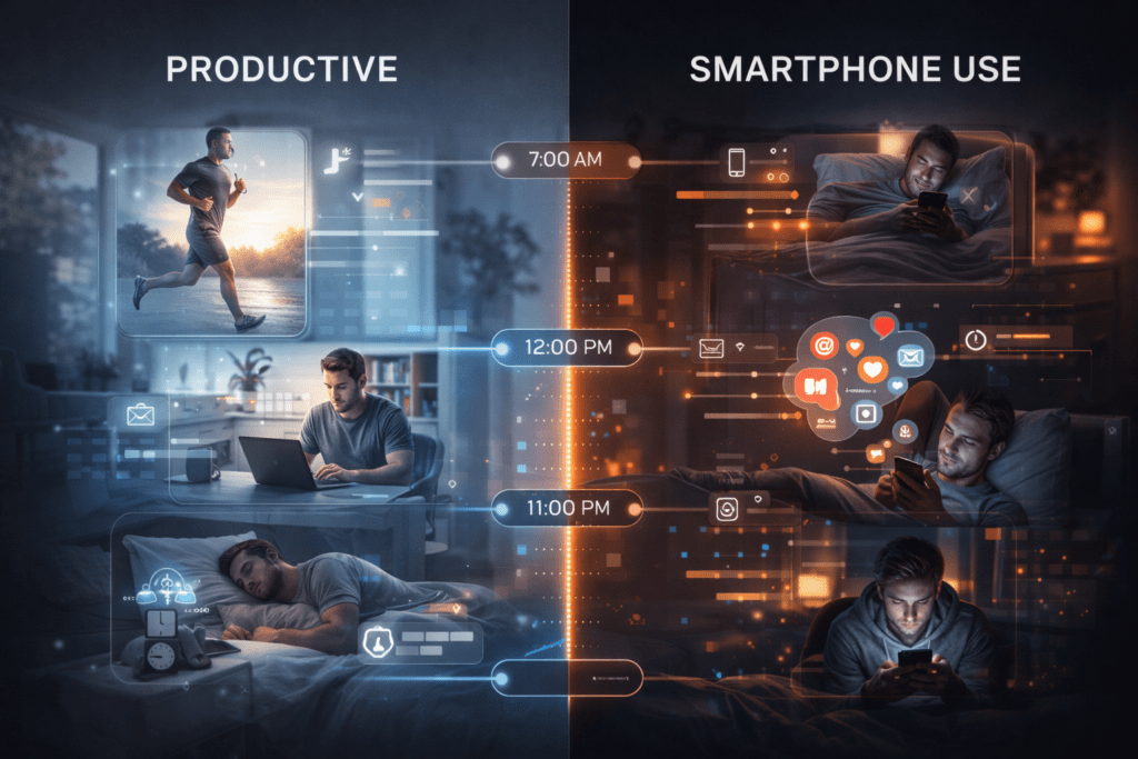 Quanto Tempo Você Passa no Celular? Veja Como a Tecnologia Influencia Sua Rotina comparacao entre tempo produtivo e tempo gasto no celular ao longo do dia