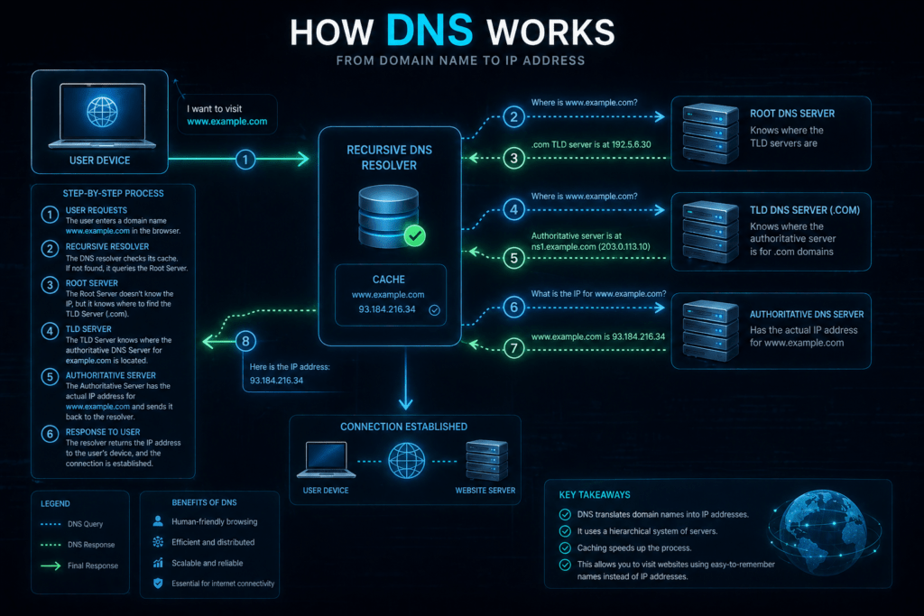 O Que é DNS e Como Ele Pode Deixar Sua Internet Mais Rápida funcionamento do dns convertendo nome de site em endereco ip